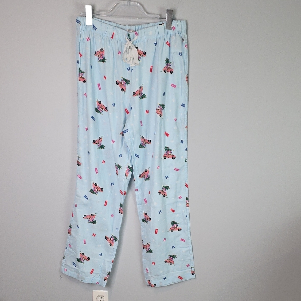 CD602 J. Crew flannel pajama pants christmas trees holiday print size Medium